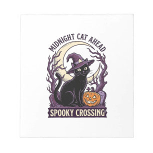 Zwarte Kat Halloween Vintage Gravure Pompoen Kat Notitieblok