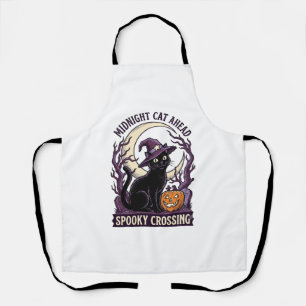 Zwarte Kat Halloween Vintage Gravure Pompoen Kat Schort