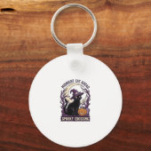 Zwarte Kat Halloween Vintage Gravure Pompoen Kat Sleutelhanger (Voorkant)