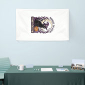 Zwarte Kat Halloween Vintage Gravure Pompoen Kat  Spandoek (Beurs)