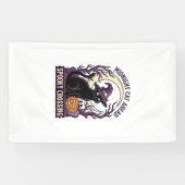 Zwarte Kat Halloween Vintage Gravure Pompoen Kat  Spandoek (Horizontaal)