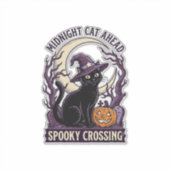 Zwarte Kat Halloween Vintage Gravure Pompoen Kat  Sticker (Voorkant)