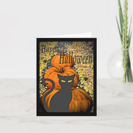 Zwarte Kat Halloween Wenskaart Kaart