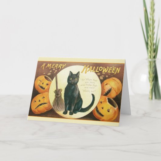  zwarte kat Halloween Wenskaart Kaart (Voorkant)