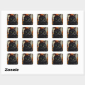 Zwarte kat Halloween Witchy Schilderij Spooky Vierkante Sticker (Vel)