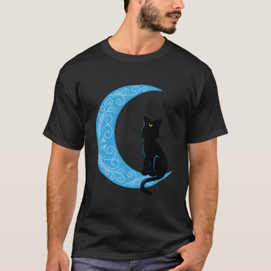Zwarte Kat Halve Maan Sailor Moeder T-shirt (Voorkant)