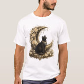 Zwarte Kat Halve Maan T-shirt (Voorkant)