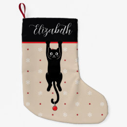 Zwarte Kat Hangende Grappige Kattenliefhebber Kers Kleine Kerstsok