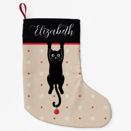 Zwarte Kat Hangende Grappige Kattenliefhebber Kers Kleine Kerstsok