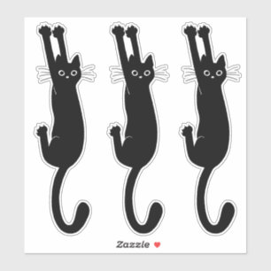 Zwarte kat hangt aan   Funny Kat Vinyl Stickers