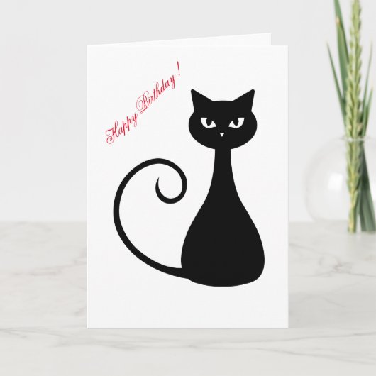 Zwarte kat Happy Birthday Kaart (Voorkant)