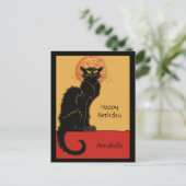  zwarte kat Happy Birthday personaliseren Briefkaart (Staand voorkant)