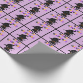 Zwarte kat Happy Halloween-ballonnen Cadeaupapier (Hoek)