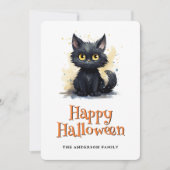 Zwarte Kat Happy Halloween Kaart (Voorkant)