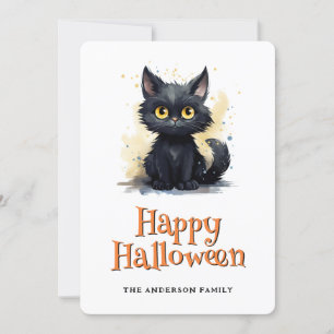 Zwarte Kat Happy Halloween Kaart