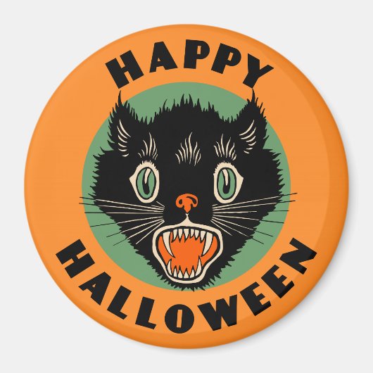  zwarte kat - Happy Halloween Magneet (Voorkant)
