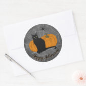  zwarte kat Happy Halloween Ronde Sticker (Envelop)
