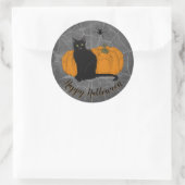  zwarte kat Happy Halloween Ronde Sticker (Tas)