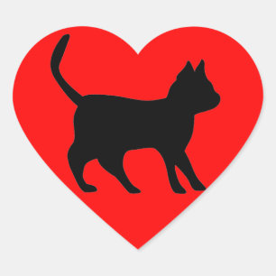 Zwarte kat hart sticker