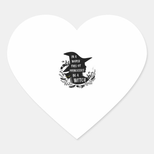 Zwarte kat hart sticker (Voorkant)
