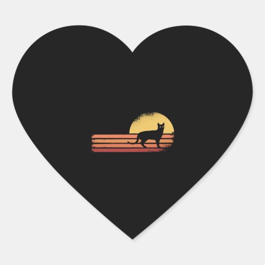 Zwarte kat hart sticker (Voorkant)