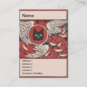 Zwarte kat, harten en harten,  visitekaartje