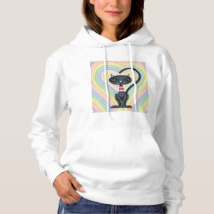 Zwarte kat Hartregenboog Hoodie