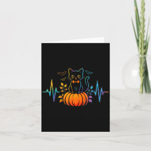 Zwarte Kat Hartslag Halloween Pompoen Voor Vrouwen Kaart