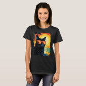 Zwarte Kat Hawaïaans T-shirt (Voorkant volledig)