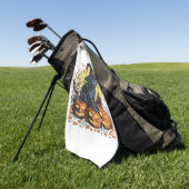 Zwarte kat heks enge Halloween pompoen oversized Golfhanddoek (Groen)