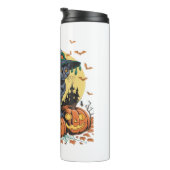 Zwarte kat heks enge Halloween pompoen oversized Thermosbeker (Geroteerd rechts)