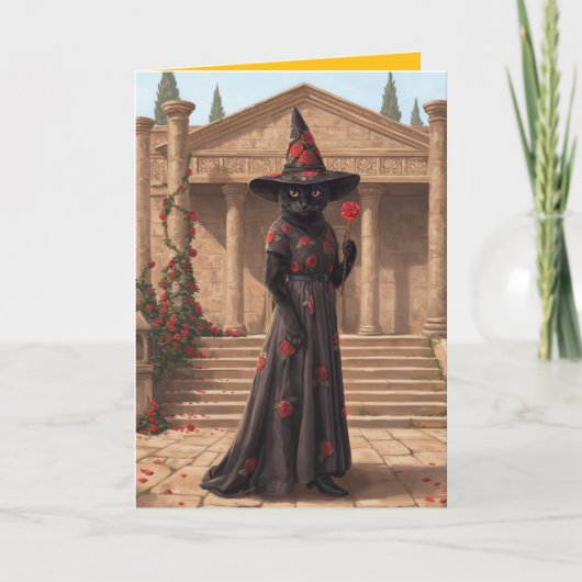 Zwarte Kat Heks Halloween Kaart (Voorkant)