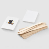 Zwarte kat heks Halloween kostuum bezemsteel jonge Handwaaier (Niet-gemonteerd)