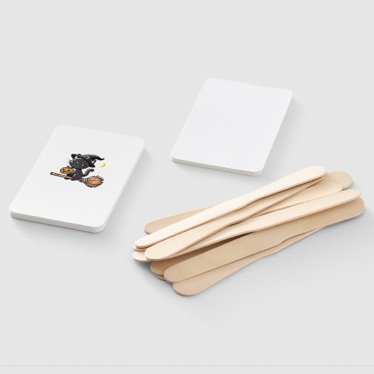 Zwarte kat heks Halloween kostuum bezemsteel jonge Handwaaier