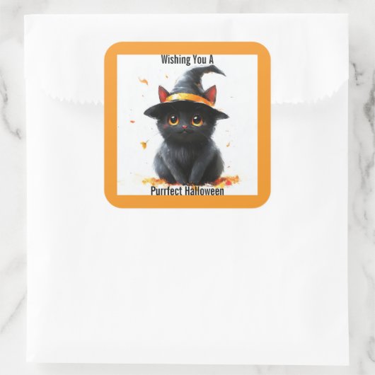 Zwarte Kat Heks Halloween Sticker (Tas)