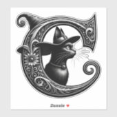 Zwarte Kat Heks Heksen Letter C Aangepaste Initiaa Sticker (Vel)