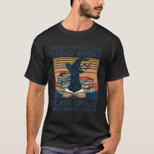Zwarte kat heks hekserij dat is wat ik doe ik lees t-shirt