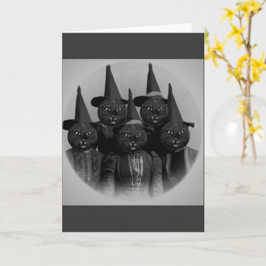  zwarte kat/heks kaart (Gele Bloem)