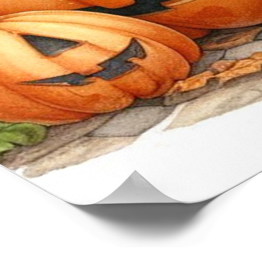 Zwarte kat, heks, ketel, geest poster (Hoek)