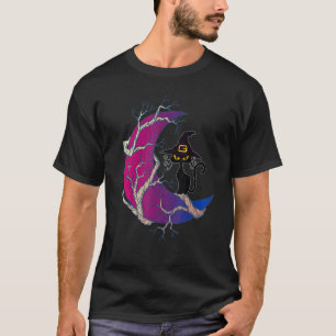 Zwarte Kat Heks & Maan Biseksualiteit Vlag Biseksu T-shirt