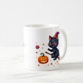 Zwarte kat heks mok voor halloween cute (Voorkant rechts)