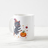 Zwarte kat heks mok voor halloween cute (Voorkant links)