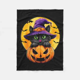 Zwarte Kat Heks Pompoen Vleermuizen Halloween Herf Fleece Deken