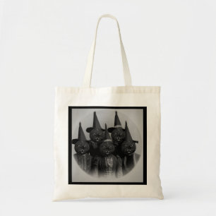 zwarte kat/heks tote bag