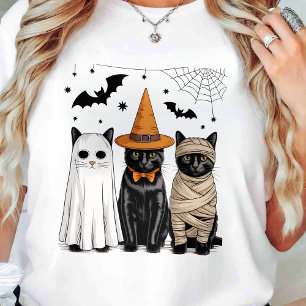 Zwarte Kat Heks Verschrikkelijke Halloween Pompoen T-shirt