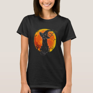 Zwarte Kat Heks Volle Maan Vintage Halloween Manne T-shirt