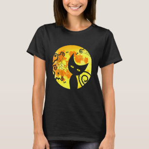 Zwarte Kat Heks Vollemaan Vintage Halloween Mannen T-shirt