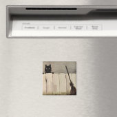 Zwarte kat heksenbezem magneet (Insitu (Vaatwasser))