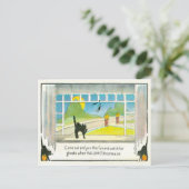 Zwarte kat heksenvenster Jack O lantaarn pompoen m Briefkaart (Staand voorkant)