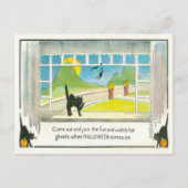 Zwarte kat heksenvenster Jack O lantaarn pompoen m Briefkaart (Voorkant)